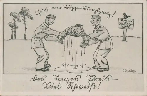 Ansichtskarte  Militär Scherzkarte Soldaten wringen Uniformen aus WK2 1942
