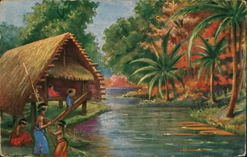 Neuirland Neumecklenburg Dorf Tam Kolonie 1915  gel. R.-Lazarett Neuss Stempel