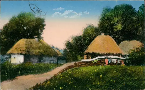 Postcard .Russland Rußland Россия Dorflandschaft 1916  gel- Feldpoststempel Nr. 191