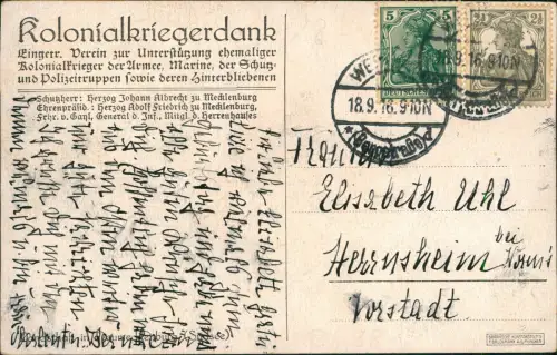 Neuirland/Neumecklenburg Dorf Tam Typen Deutsche Kolonie Künstlerkarte 1916