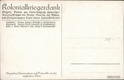 Ansichtskarte  Deutsches Unterseeboot auf Patrouille Marine Militär 1917