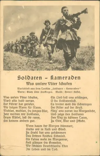 Ak Marschlied Soldaten Kameraden Liedkarte Militär 1942 Stempel 2. WK Feldpost