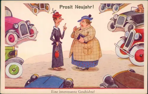 Scherzkarte Neujahr Sylvester New Year Eine interessante Geschichte! 1956