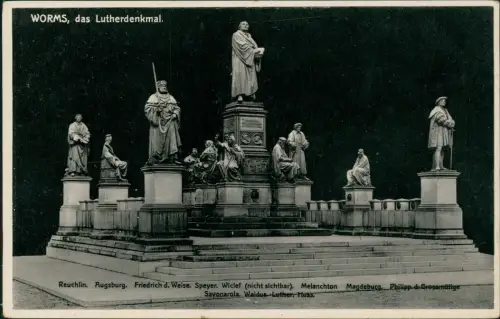 Ansichtskarte Worms Lutherdenkmal mit vielen anderen Heiligen 1920