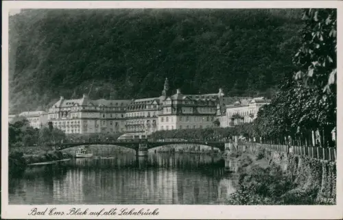 Ansichtskarte Bad Ems Blick auf alte Lahnbrücke 1920