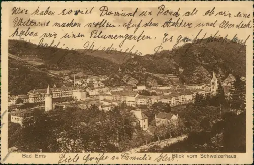 Ansichtskarte Bad Ems Panorama-Ansicht vom Schweizerhaus 1932