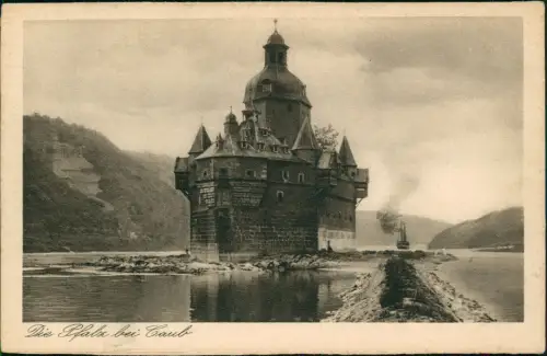 Ansichtskarte Kaub Die Pfalz bei Caub im Rhein Tal 1920