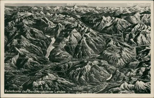 Berchtesgaden Reliefkarte Berchtesgadener Land aus der Vogelschau 1930