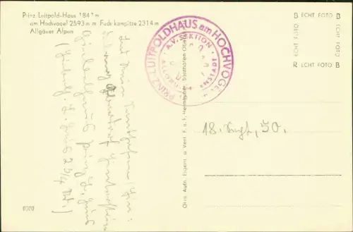 .Bayern Allgäu Prinz Luitpoldhaus Allgäuer Alpen am Hochvogel 1950