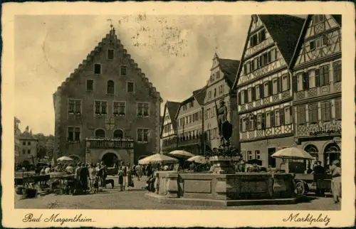 Ansichtskarte Bad Mergentheim Markt-Tag am Marktplatz 1935