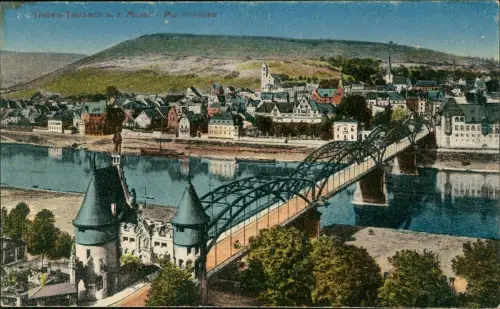 Traben-Trarbach Panorama-Ansicht Ortsansicht mit Mosel-Brücke 1910