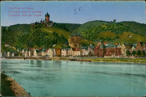 Cochem Kochem Panorama-Ansicht Cochem with the Castle Château Burg 1924