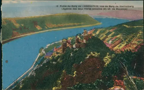 Kamp-Bornhofen Ruine du Burg de LIEBENSTEIN vue du Burg de Sterrenberg 1910
