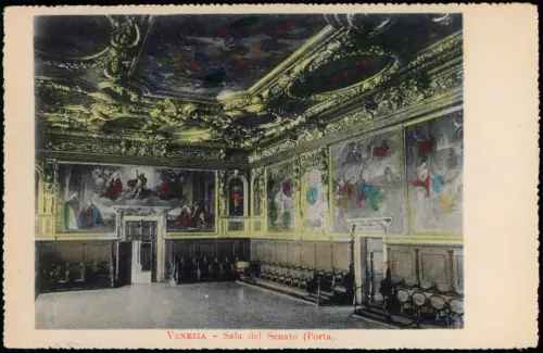 Cartolina Venedig Venezia Sala del Senato (Porta). 1903