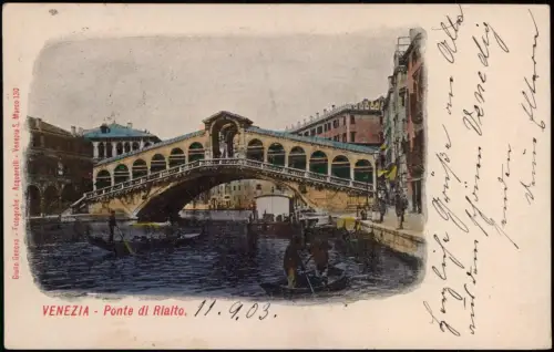 Cartolina Venedig Venezia Ponte di Rialto Brücke 1903