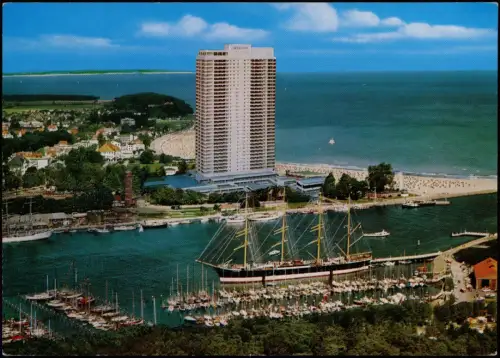 Ansichtskarte Travemünde-Lübeck Luftbild Hotel Hafen Segelschiff 1979