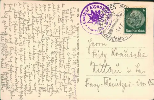 Hinterriß (Tirol) Panorama  Kl. Ahornboden mit Herrm. v. Barth Denkmal 1938