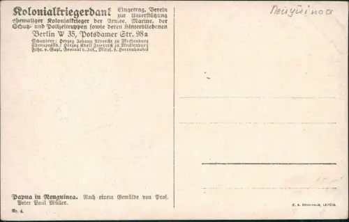 Ansichtskarte  Kolonialkriegerdank: Papua Neuguinea 1915