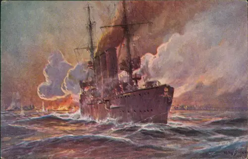 Ansichtskarte  Kolonialkriegerdank Beschiessung Ostindien Kreuzer Emden 1915