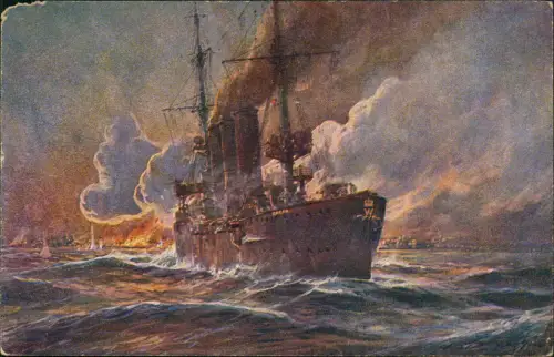 Ansichtskarte  Kolonialkriegerdank Beschiessung Ostindien Kreuzer Emden 1915