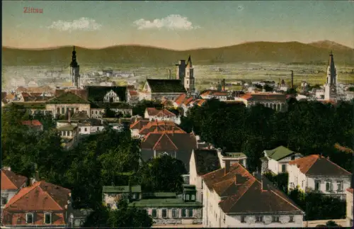 Ansichtskarte Zittau Blick über die Stadt 1912