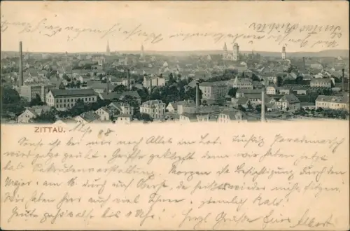 Ansichtskarte Zittau Totalansicht 1914