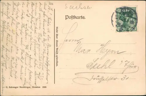 Ansichtskarte Zittau Totalansicht 1914