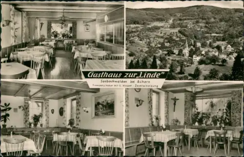Ansichtskarte Sasbachwalden 4 Bild Gasthaus zur Linde mit Innenansichten 1958