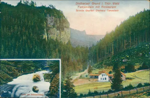 Ansichtskarte Tambach-Dietharz 2 Bild Falkenstein mit Restaurant 1913
