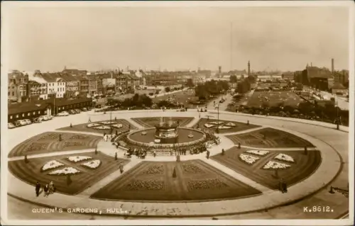 Postcard Kingston upon Hull Queens Gardens - Fotokarte 1958  Maschinen Frankatur