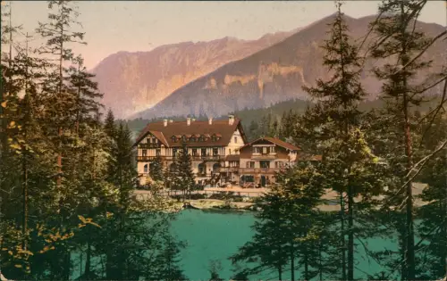 Ansichtskarte Grainau Badersee mit Hotel 1910