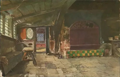 Ansichtskarte  Im Flett eines Hufnerhauses Neuengammme 1910