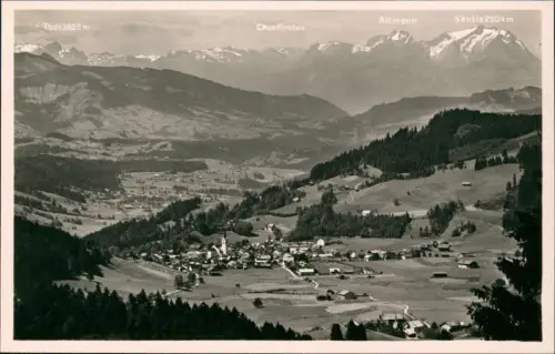 Ansichtskarte Oberstaufen Panorama-Ansicht Berge Weitblick 1950