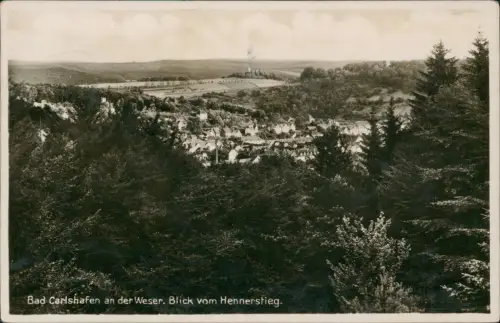 Ansichtskarte Bad Karlshafen Panorama-Ansicht Blick vom Hennerstieg 1938