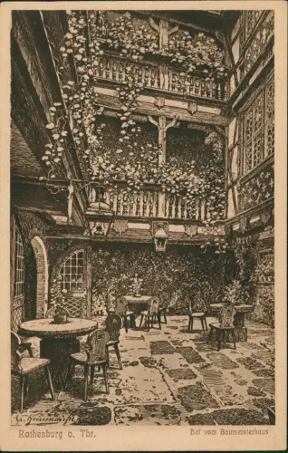 Rothenburg ob der Tauber Hof vom Baumeisterhaus   Künstlerkarte 1910