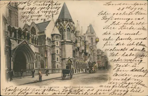 Postcard London Royal Courts of Justice. 1903