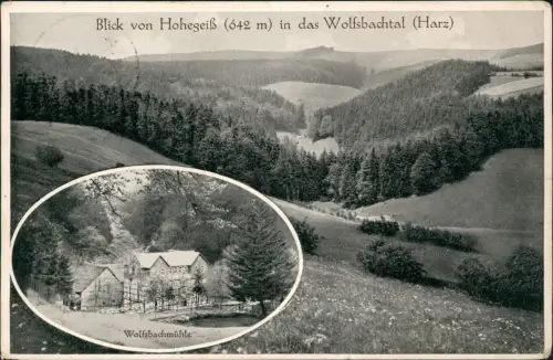 Ansichtskarte Hohegeiß-Braunlage 2 Bild Wolfbachmühle und Tal Harz 1933