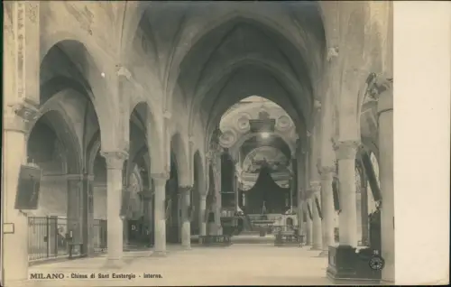 Mailand Milano Chiesa di Sant Eustorgio - interno. Fotokarte 1916