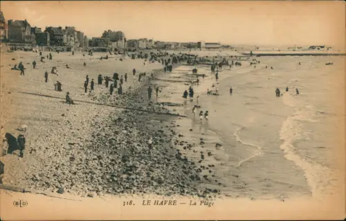 CPA Le Havre La Plage Strand 1913