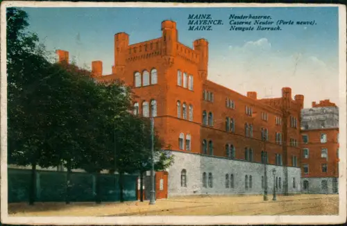 Ansichtskarte Mainz Kaserne Neutor Newgate Barrack 1924