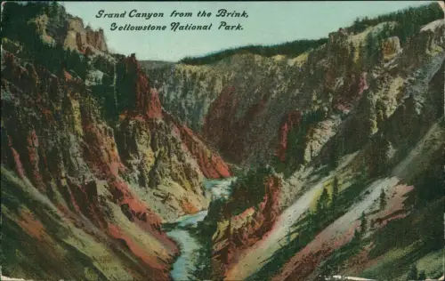 Postcard Wyoming Yellowstone-Nationalpark Grand Canyon USA 1909