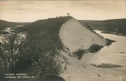 Postcard Inari Lappland Landskap från Enare älv. 1929  Suomi Finland
