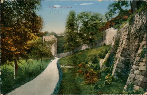 Ansichtskarte Riesa Mauer - Stadtpark 1913