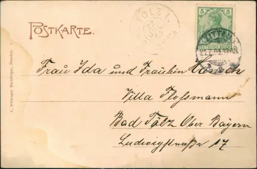 Ansichtskarte Zittau Stadtpark Marschnerdenkmal 1905