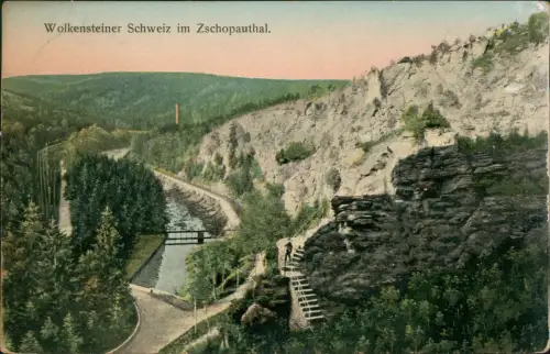 Ansichtskarte Wolkenstein Wolkensteiner Schweiz im Zschopautal 1910