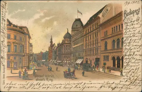 Postcard Litho AK Budapest József-körút Josefs Ring. 1907