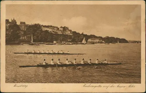 Ansichtskarte Hamburg Außenalster Ruderregatta auf der Außenalster 1925