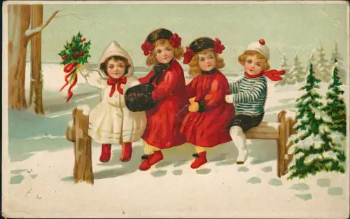 Ansichtskarte  Kinder Künstlerkarte Mädchen in Winterkleidung 1904