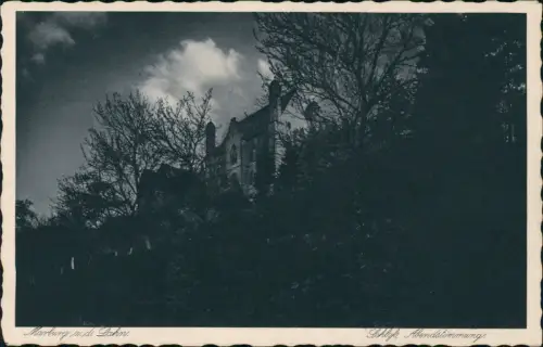 Ansichtskarte Marburg an der Lahn Schloss Abendstimmung. 1928