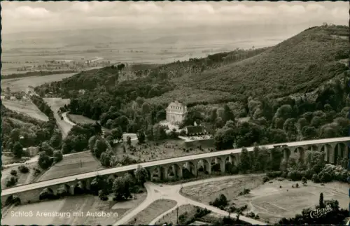Ansichtskarte Steinbergen-Rinteln Luftbild Schloß Arensburg mit Autobahn 1961